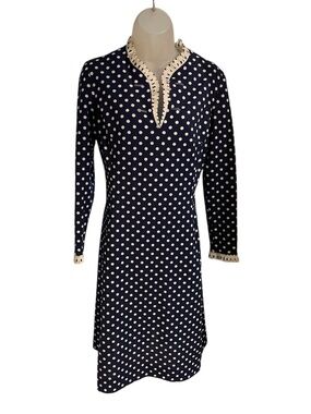 Women's Unique Handmade Vintage Style dress Blue White Polka Dots